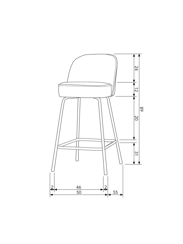 Barska stolica Vogue 65cm baršunasto crna 3