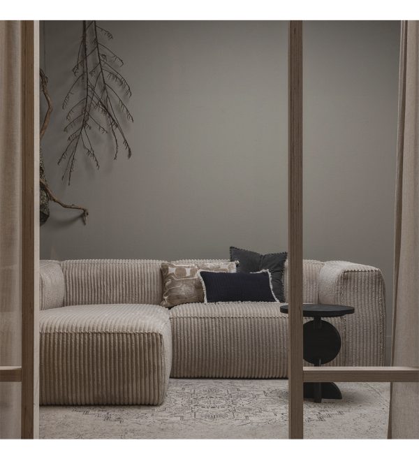 Bean chaise longue left hefty ribcord travertin 1