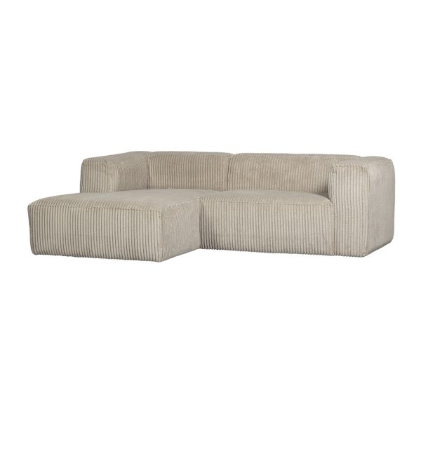 Bean chaise longue left hefty ribcord travertin