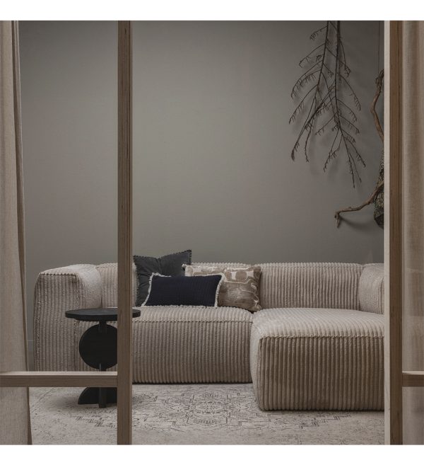 Bean chaise longue right hefty ribcord travertin 1