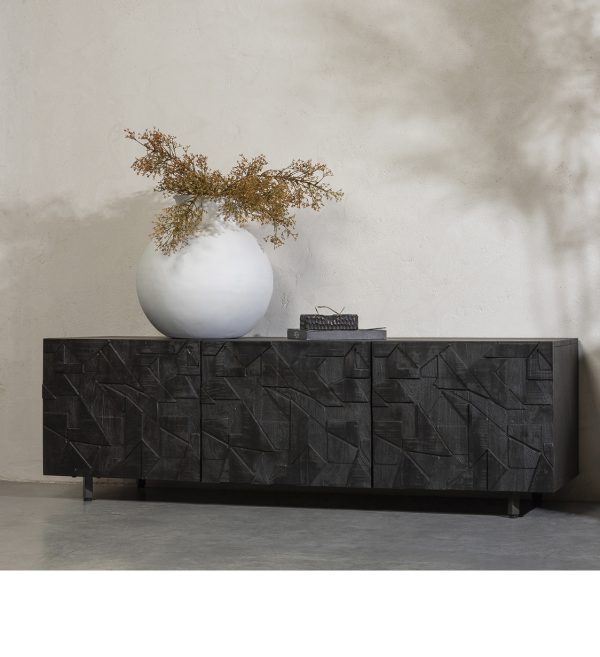 Counter tv unit mango wood black 1