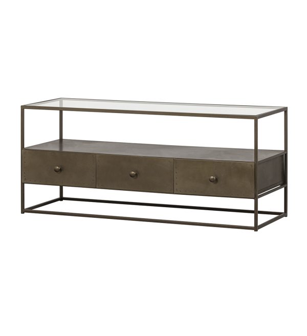 Depart tv unit metal antique brass