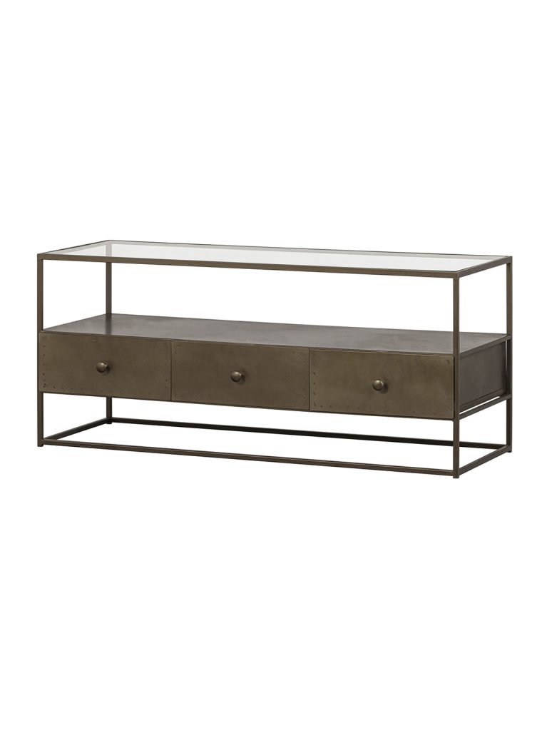 Depart tv unit metal antique brass