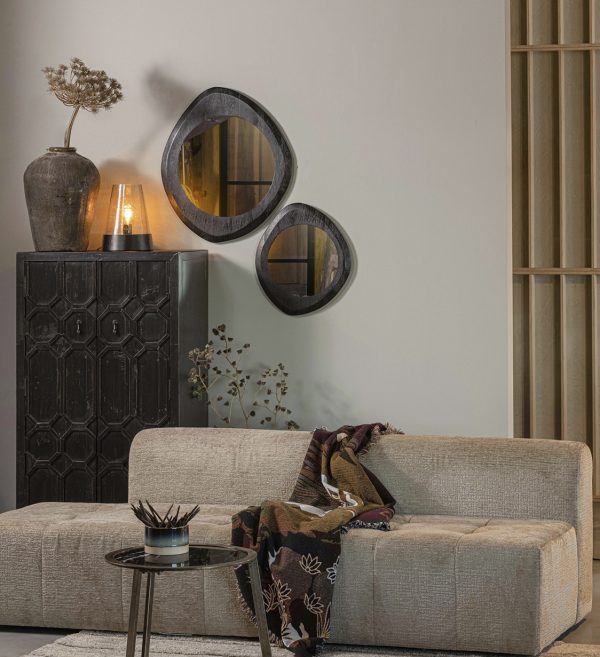 Enclose mirror with wood edge black 70x60cm 1