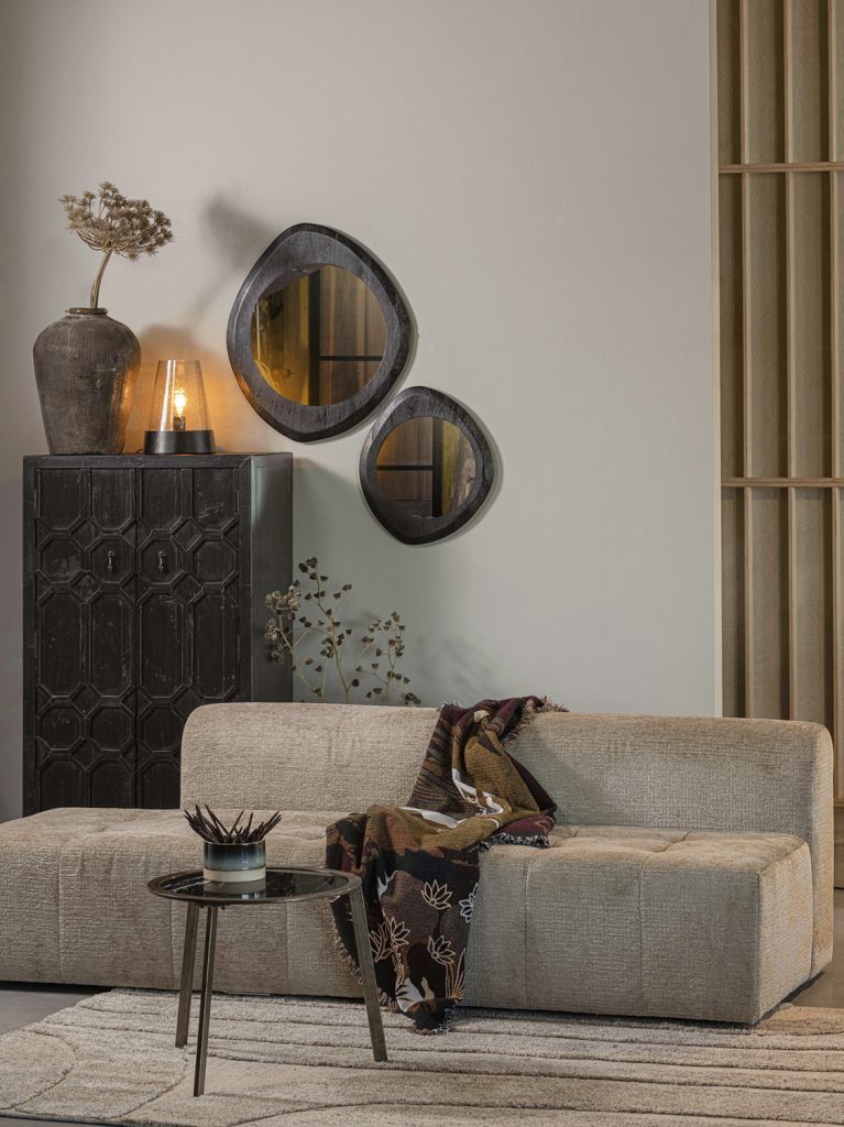 Enclose mirror with wood edge black 70x60cm 1