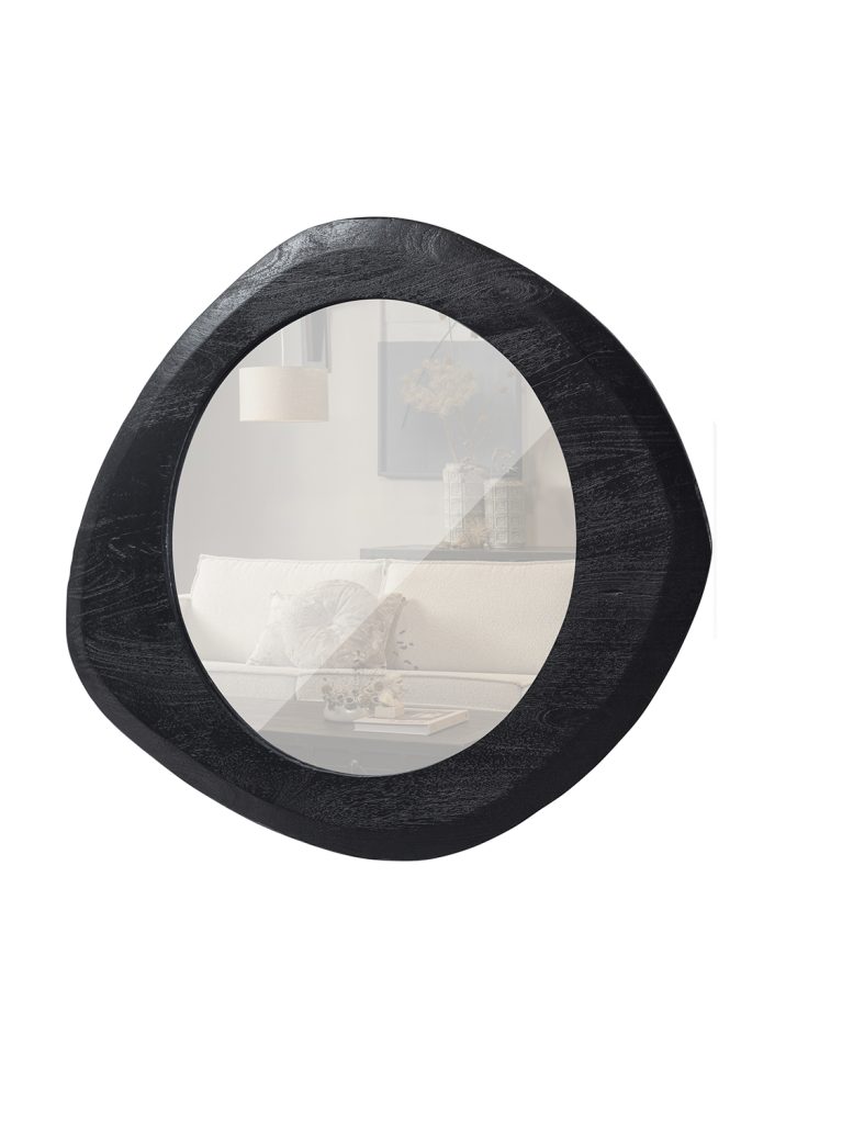 Enclose mirror with wood edge black 70x60cm