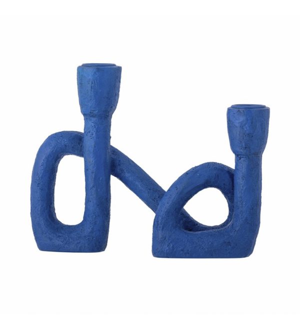 Mashel Candle Holder, Blue, Polyresin
