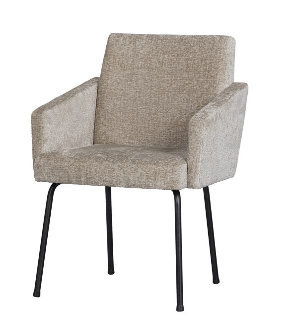 Mount dining chair with armrest coarse woven fabric natural