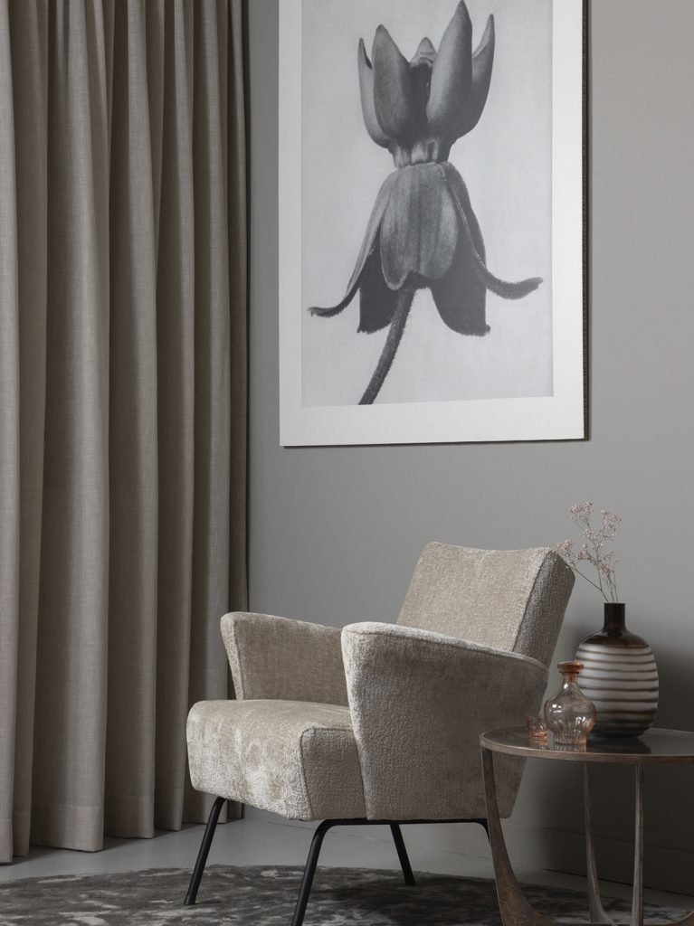 Muse armchair coarse woven fabric natural 1