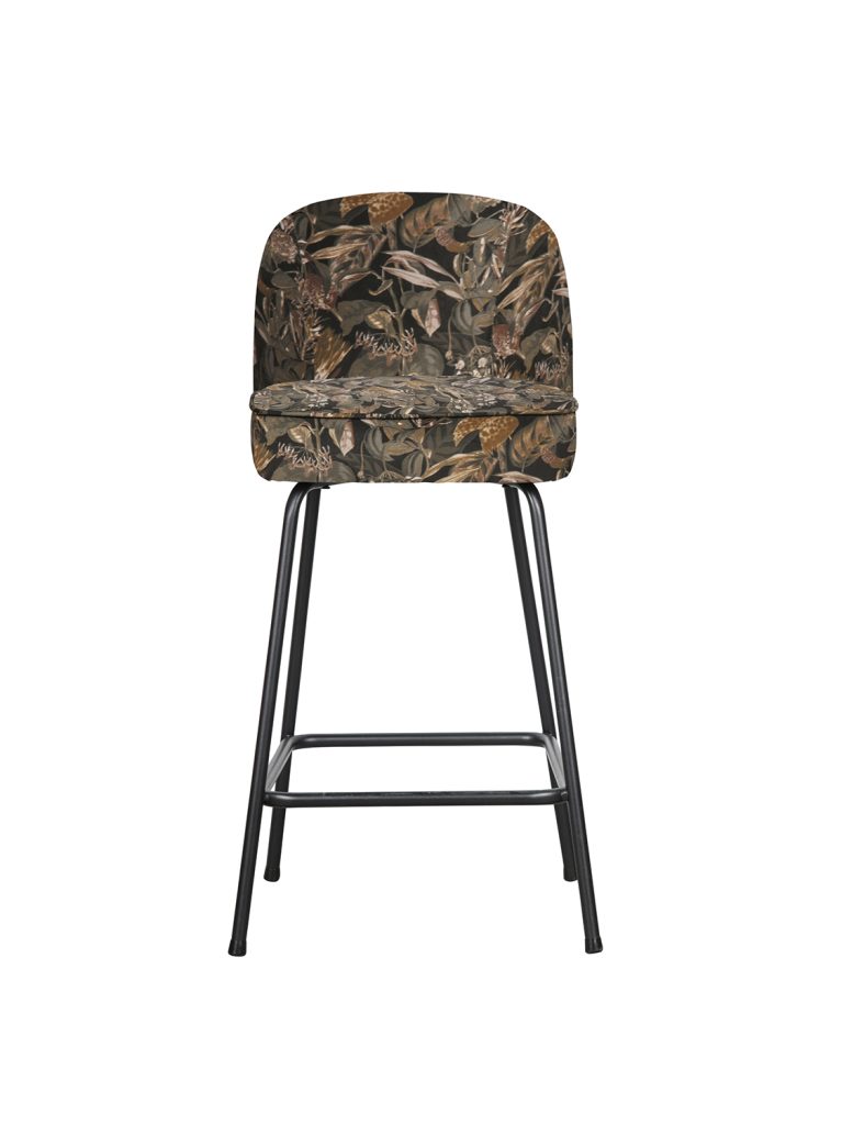 Vogue bar stool 65cm velvet bouquet black