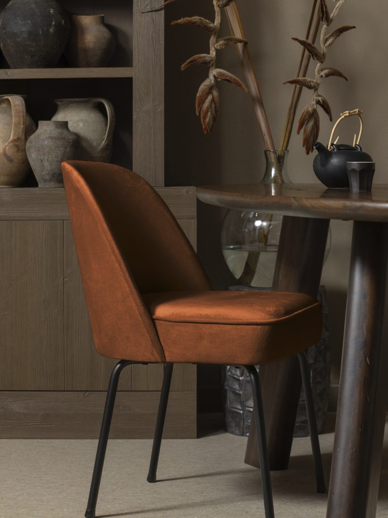 Vogue dining chair velvet rust 1