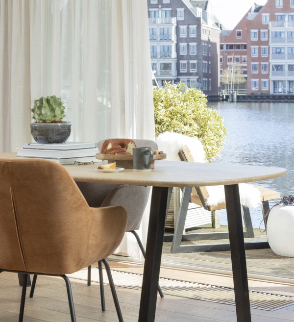 Vos dining chair woven fabric cinnamon 1