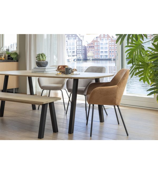 Vos dining chair woven fabric taupe 1