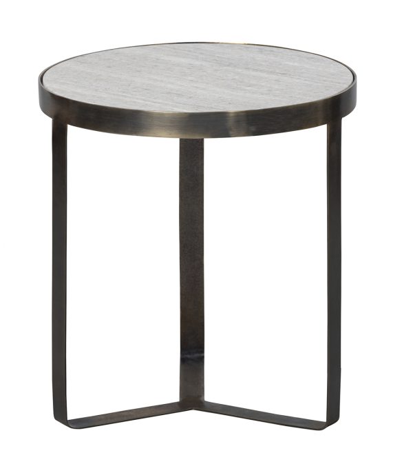 Winne side table metal with marble top antique brass
