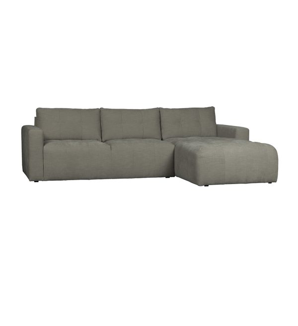 Bar chaise longue woven fabric right warm grey