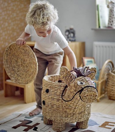 Bobbi Basket wLid, Nature, Water Hyacinth 1