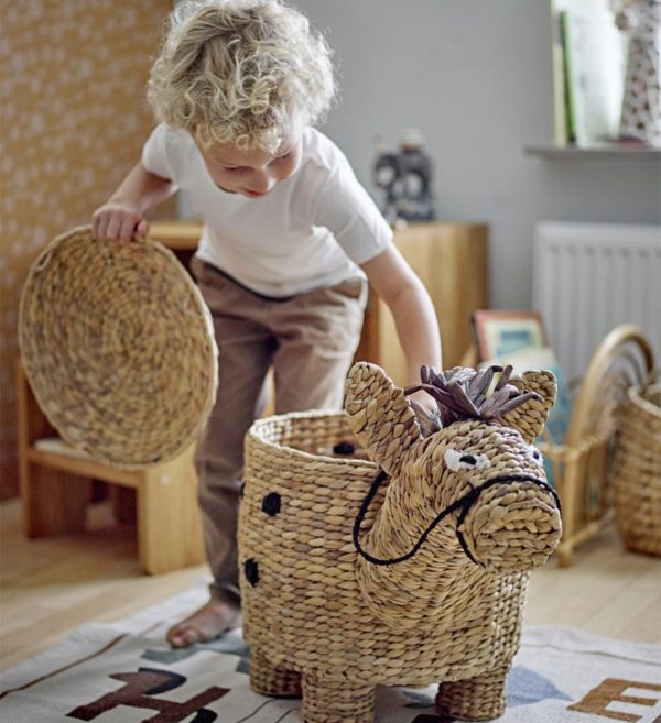 Bobbi Basket wLid, Nature, Water Hyacinth 1