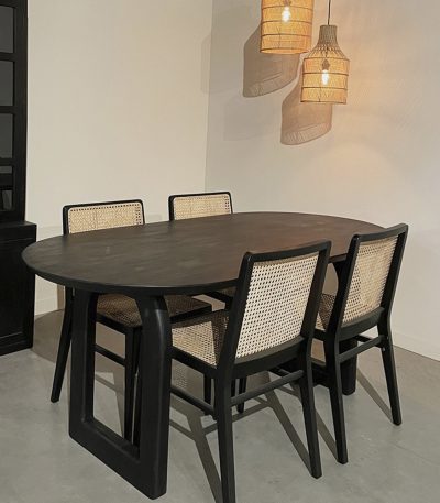 Bullnose dining table open base black 180 3