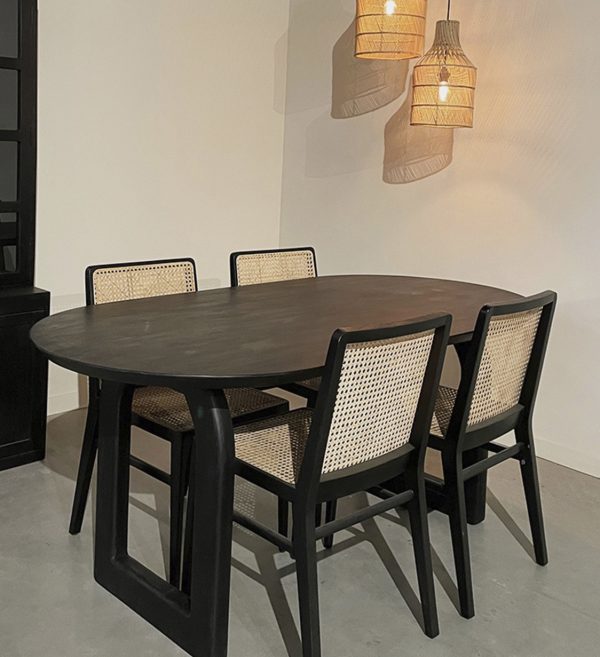 Bullnose dining table open base black 180 3