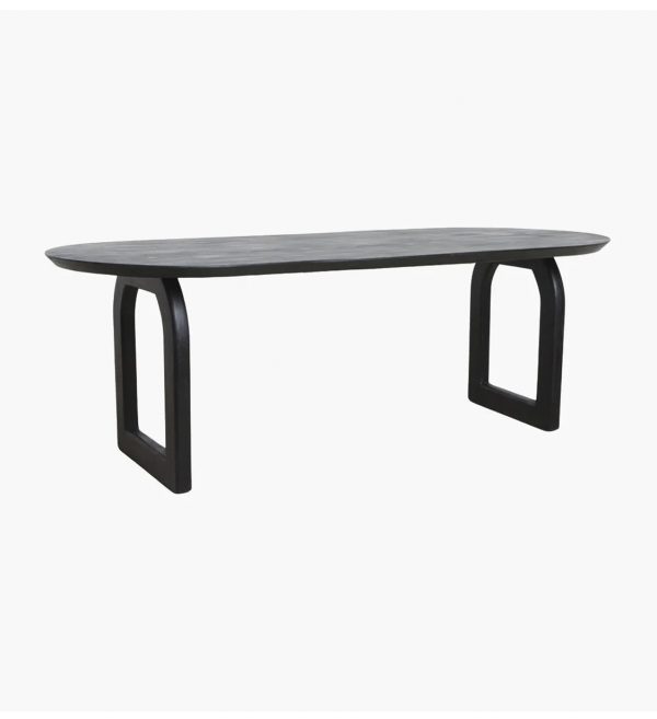 Bullnose dining table open base black 200 cm 0