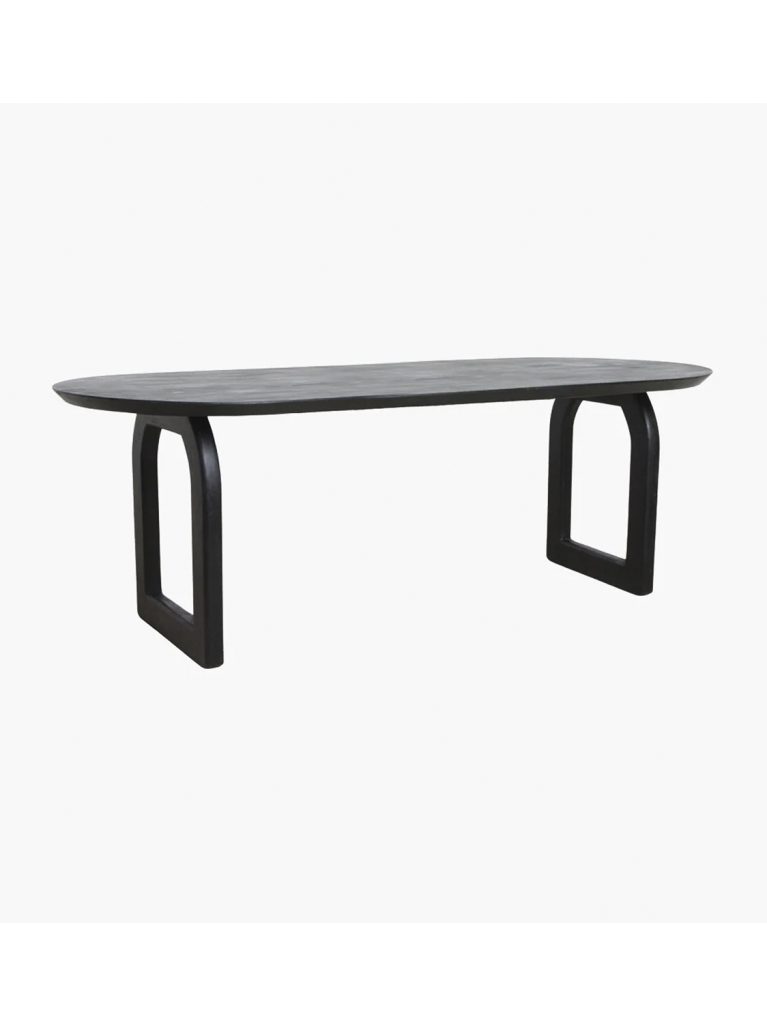 Bullnose dining table open base black 200 cm 0