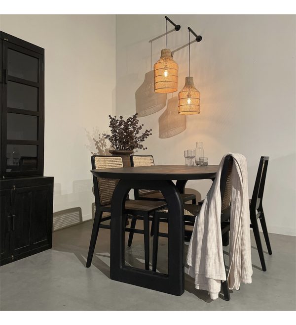 Bullnose dining table open base black 200 cm