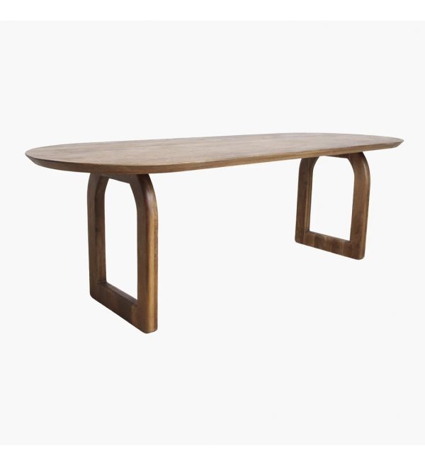 Bullnose dining table open base brown 240 cm
