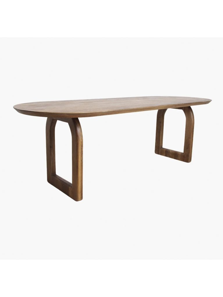 Bullnose dining table open base brown 240 cm