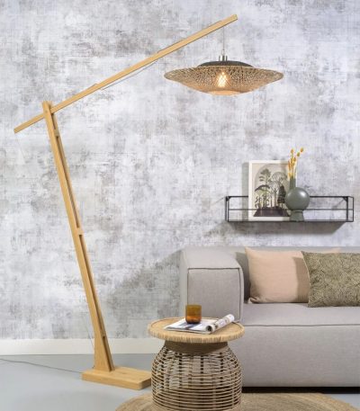 Floor lamp Kalimantan h.207cmshade horiz.60x15cm natbl.