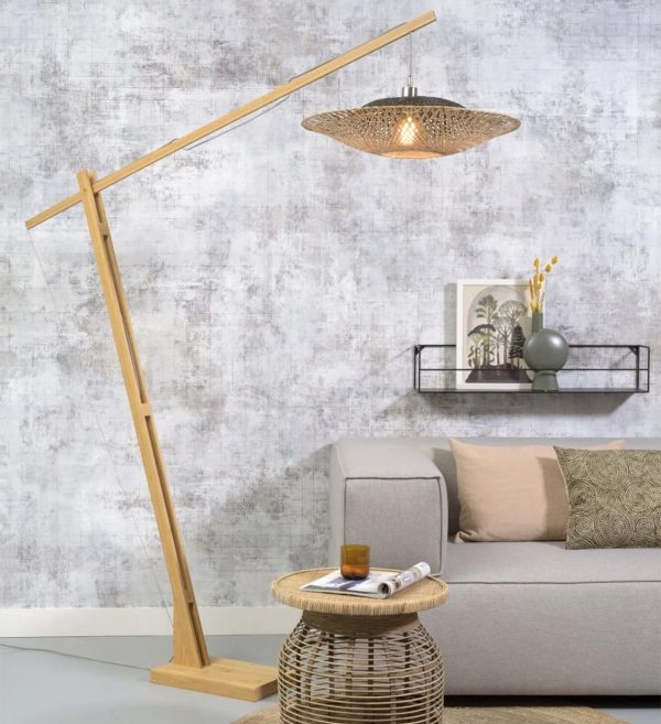 Floor lamp Kalimantan h.207cmshade horiz.60x15cm natbl.