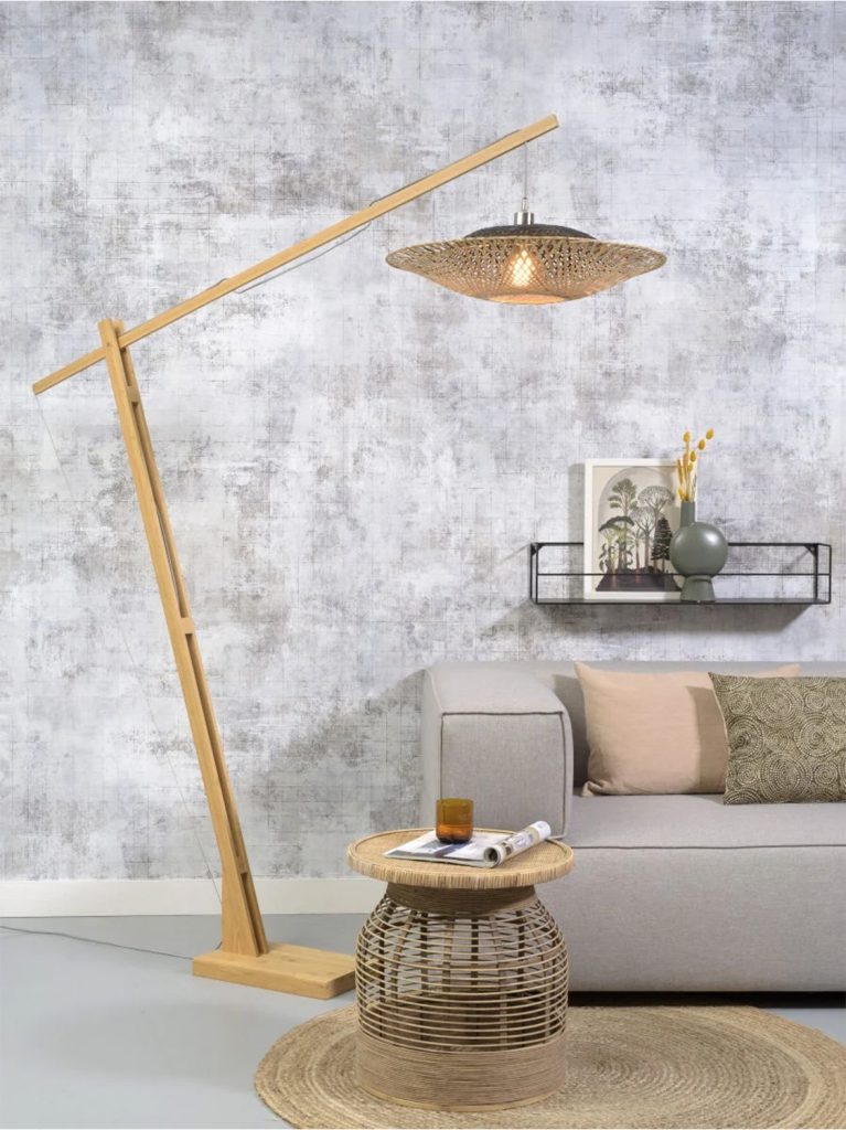 Floor lamp Kalimantan h.207cmshade horiz.60x15cm natbl.