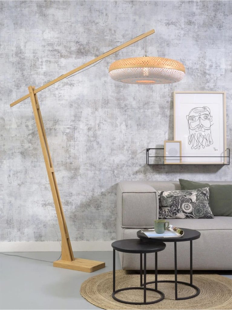 Floor lamp Palawan h.207cmshade 60x15cm natwh.