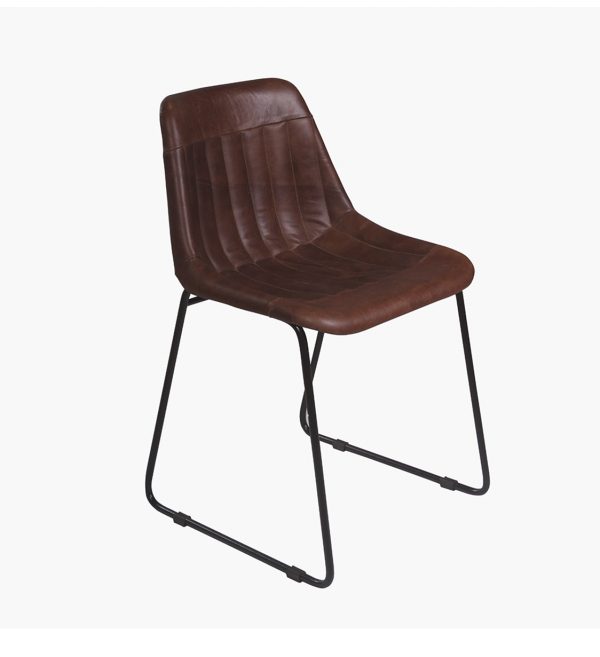 Glove leather dining chair vintage dark brown