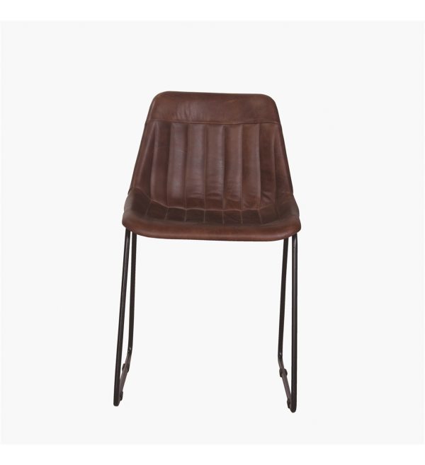 Glove leather dining chair vintage dark brown.2