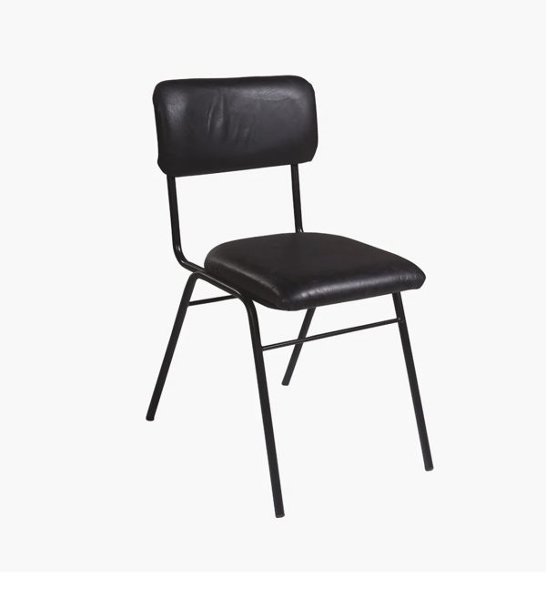 Plain leather dining chair vintage black