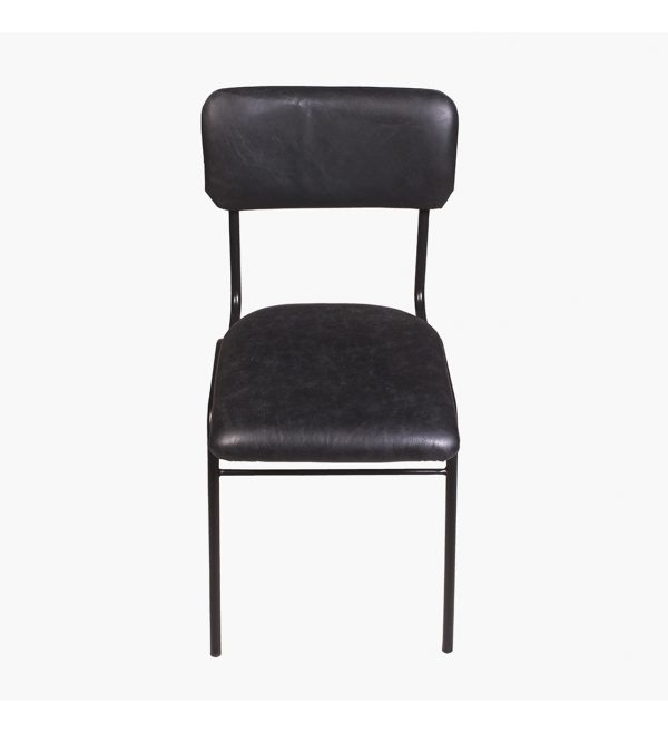 Plain leather dining chair vintage black.1