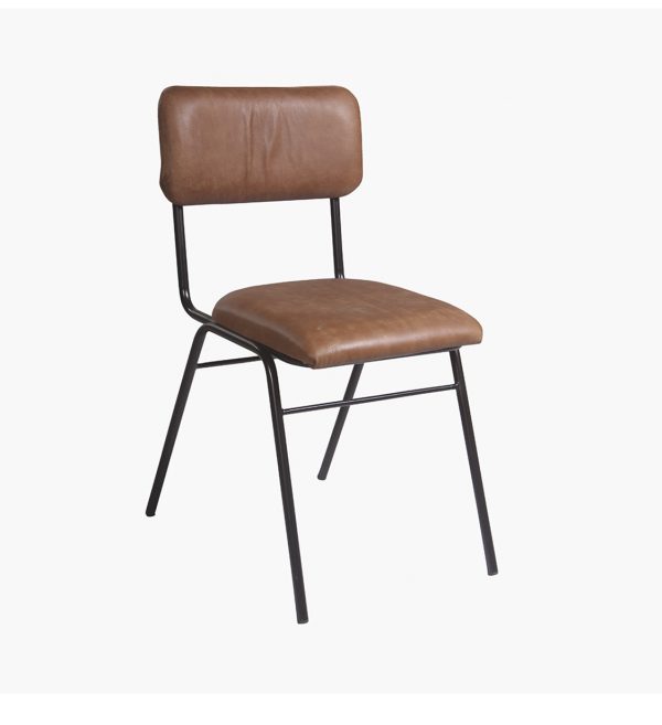 Plain leather dining chair vintage camel