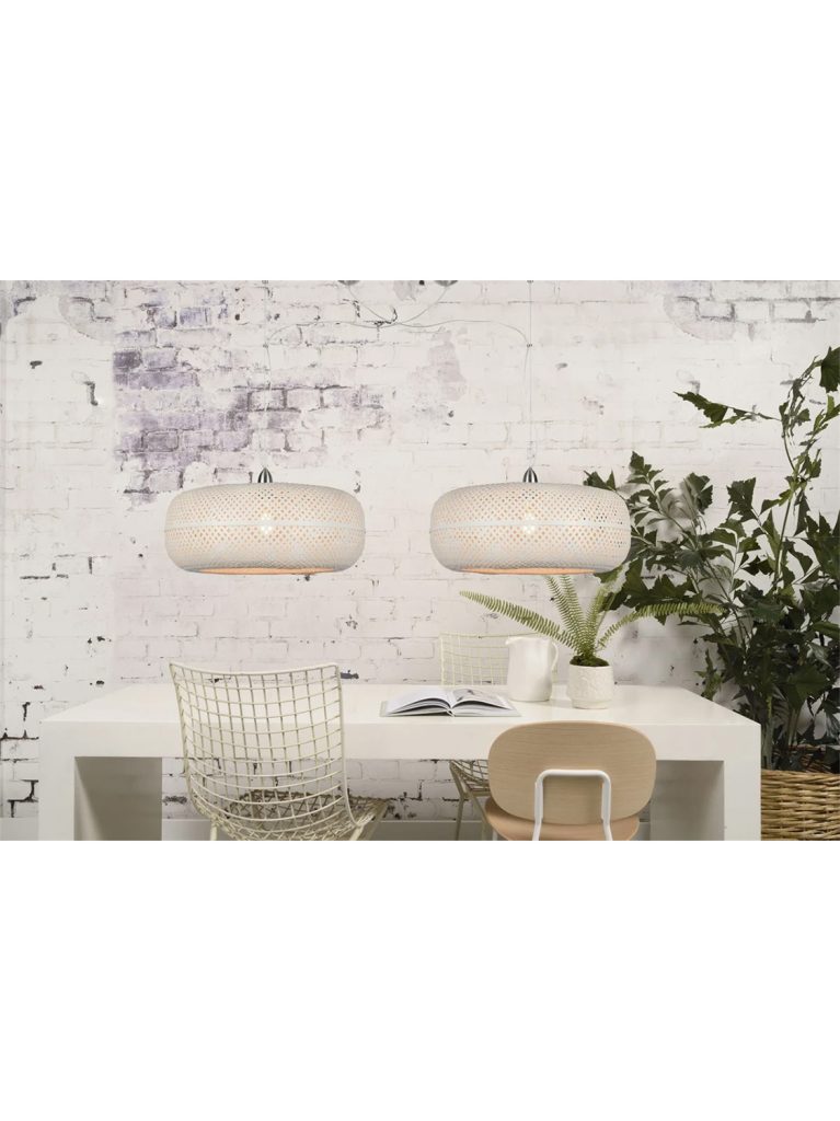 STROPNA VISEĆA LAMPA Palawan bamboo 2 shade,white