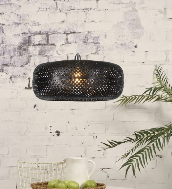 STROPNA VISEĆA LAMPA Palawan bamboo1 shade, black