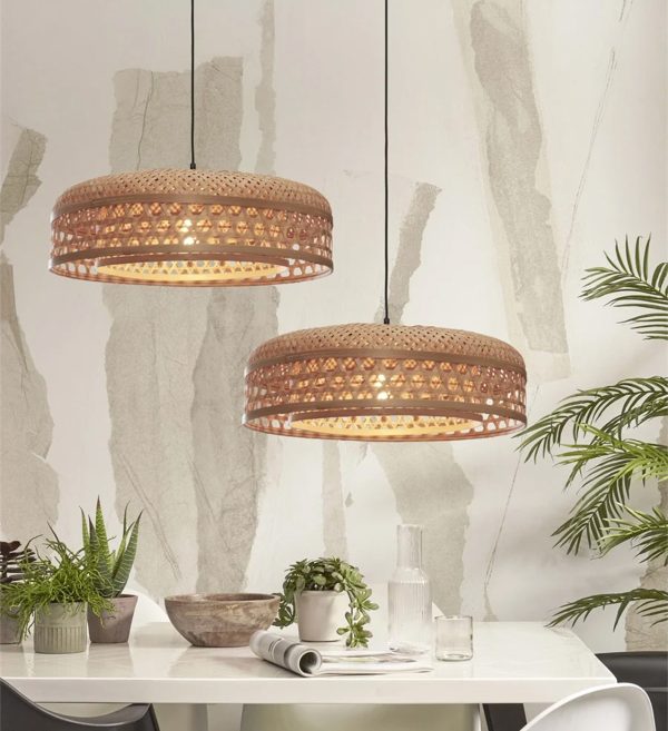 STROPNA VISEĆA LAMPA Ubud double shade,nat.2