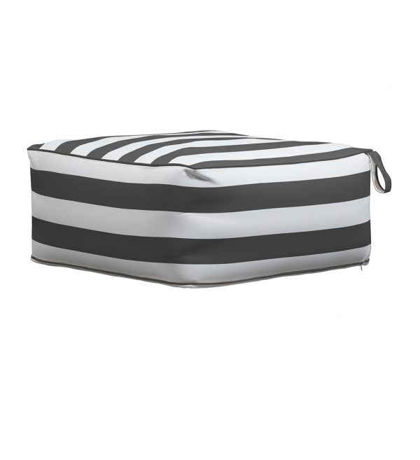 Sit on air inflatable pouf striped blackwhite