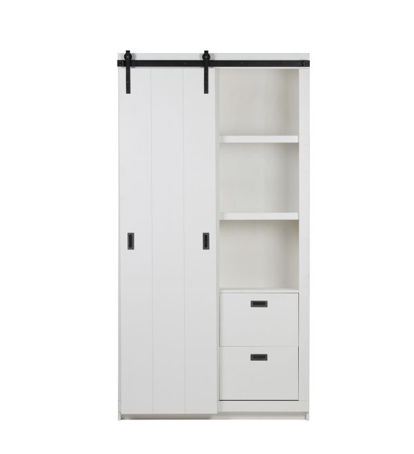 Slide barn cabinet rough sawn pine white 1