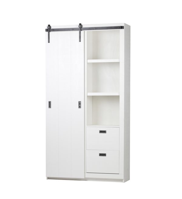 Slide barn cabinet rough sawn pine white