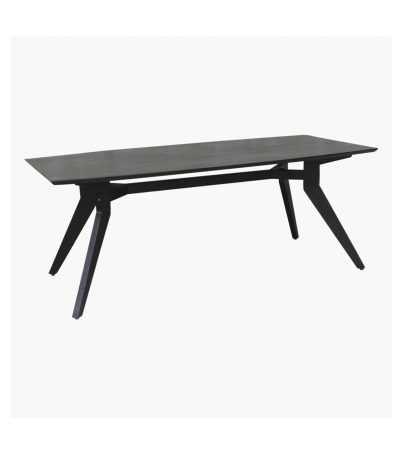 Studio teak rectangular table black 200 cm