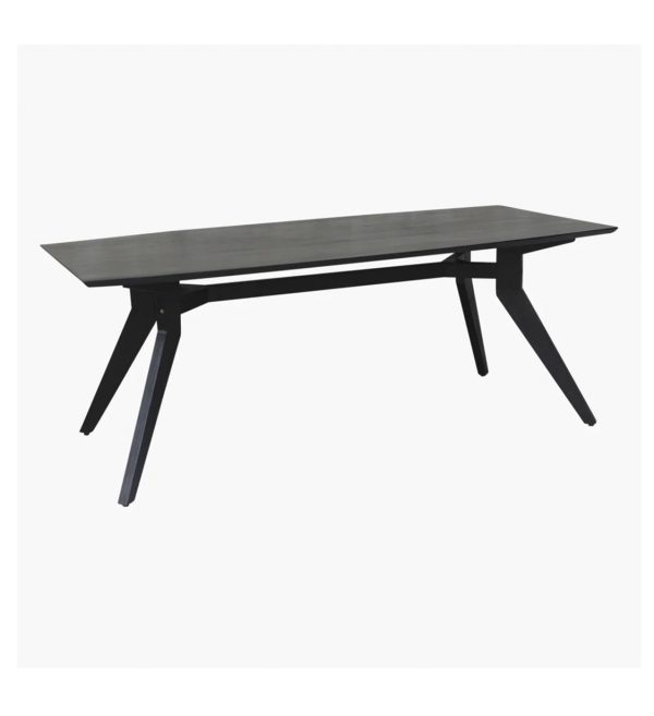 Studio teak rectangular table black 200 cm