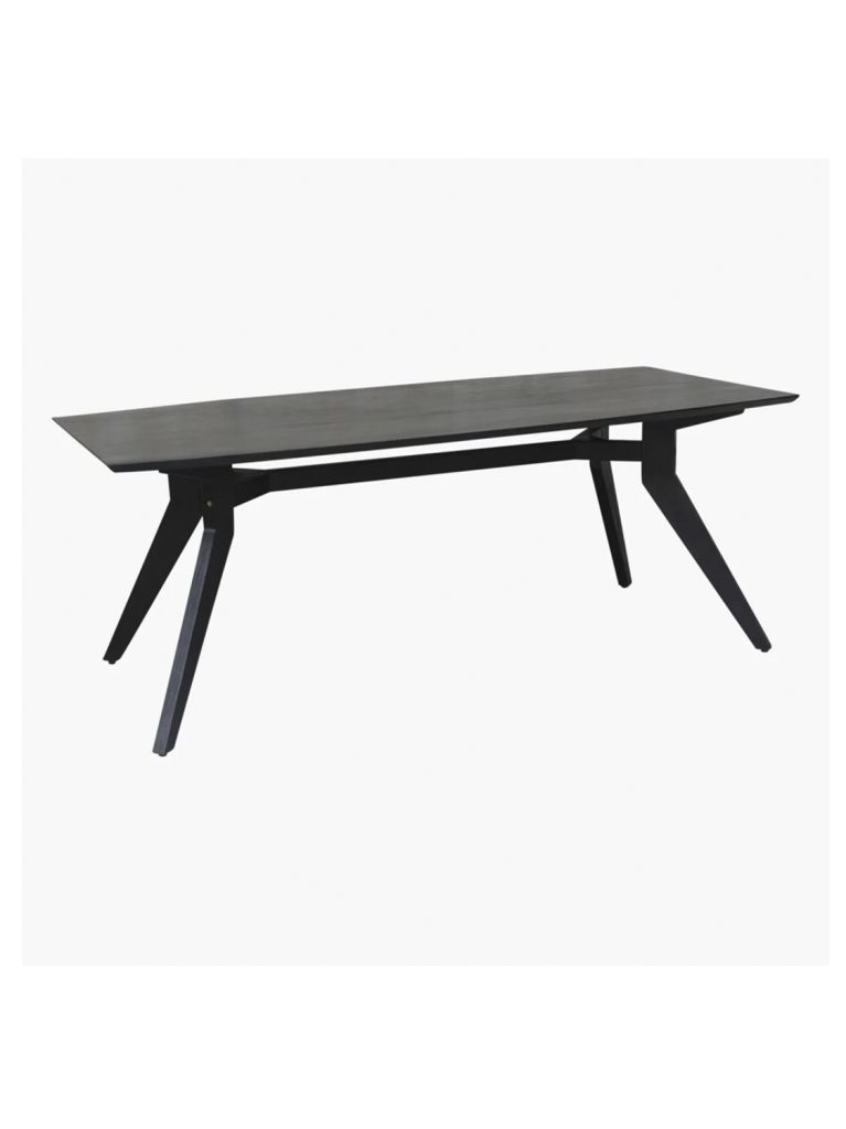 Studio teak rectangular table black 200 cm