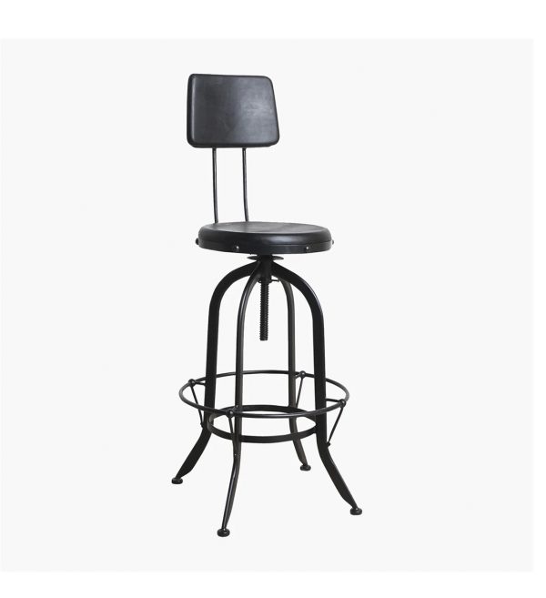Vintage mango machinist bar stool black top
