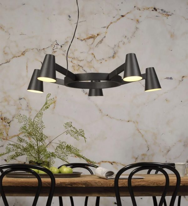 STROPNA LAMPA Biarritz 5 arm round, matt black