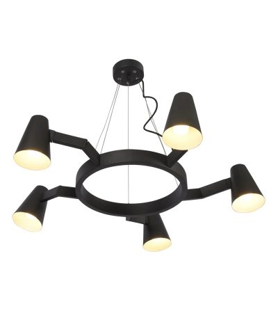 STROPNA LAMPA Biarritz 5 arm round, matt black.1