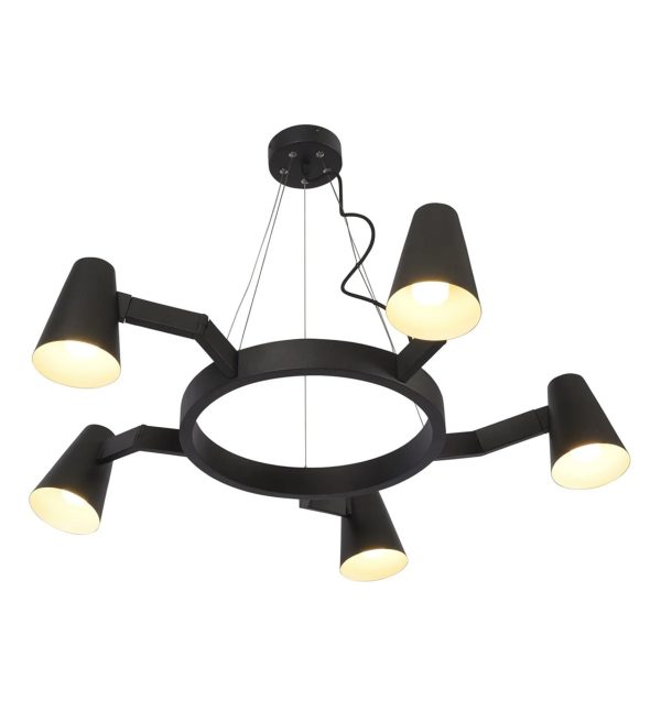 STROPNA LAMPA Biarritz 5 arm round, matt black.1